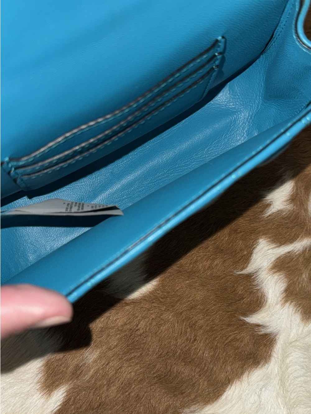 NWT Versace Virtus Bright Teal (blue) Mini Quilted Bag with Gold Chain! - Picture 3 of 9